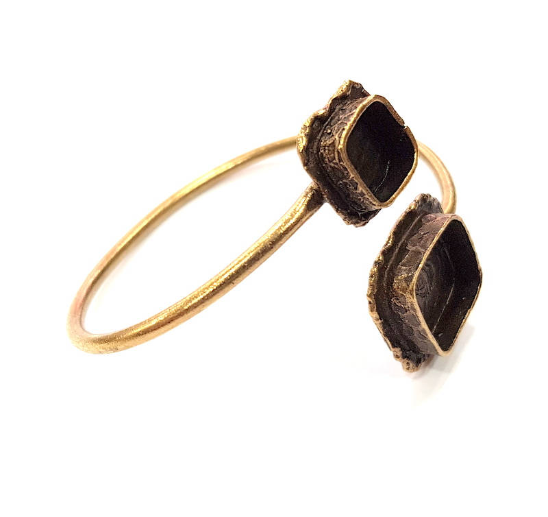 Bangle Blanks Antique Bronze Bracelet Blanks Cuff Blanks Adjustable Bracelet Blank Antique Bronze Plated Brass (14x14mm and 10x10mm ) G10863