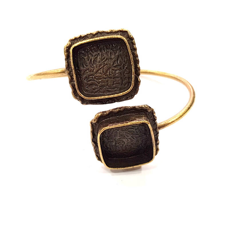 Bangle Blanks Antique Bronze Bracelet Blanks Cuff Blanks Adjustable Bracelet Blank Antique Bronze Plated Brass (18x18mm and 18x18mm ) G10870