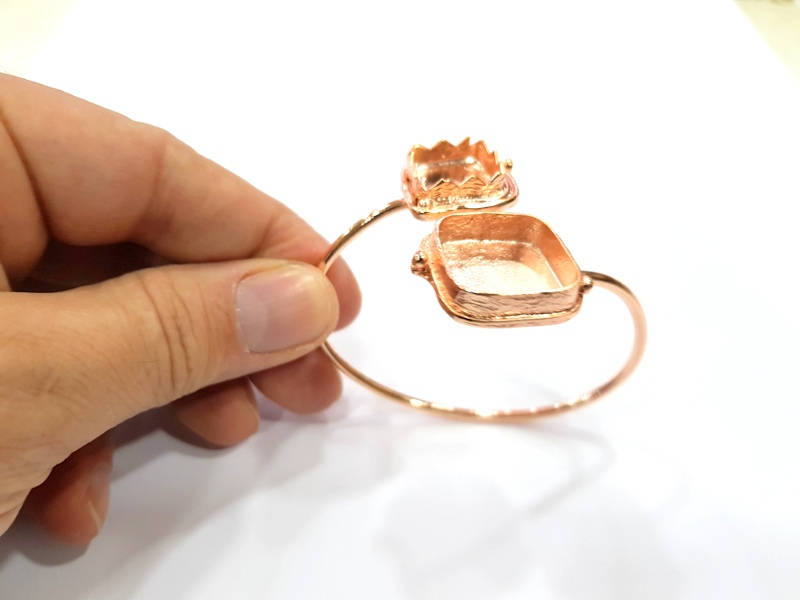Rose Gold Bracelet Blanks Bangle Blanks Cuff Blanks Adjustable Bracelet Blank Rose Gold Plated Brass (20x20mm and 15x15mm Blanks ) G10886