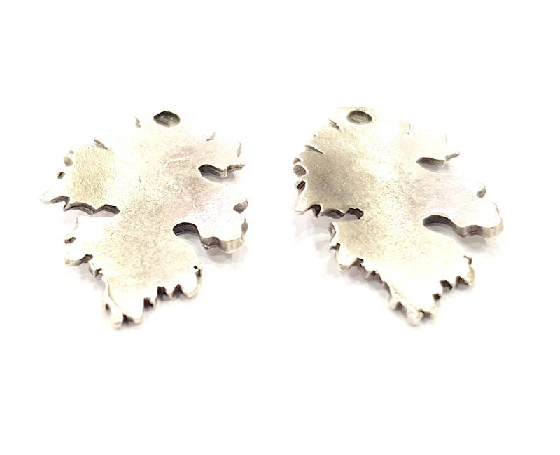 6 Leaf Charms Silver Charms Antique Silver Plated Metal (26x15mm) G10890