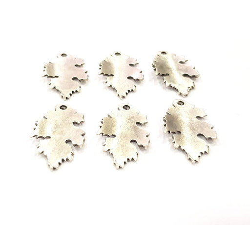 6 Leaf Charms Silver Charms Antique Silver Plated Metal (26x15mm) G10890