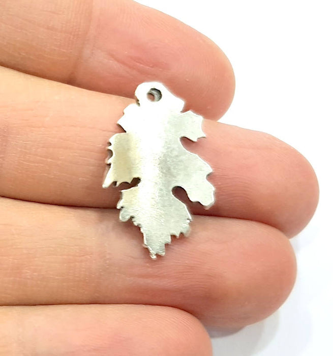 6 Leaf Charms Silver Charms Antique Silver Plated Metal (26x15mm) G10890