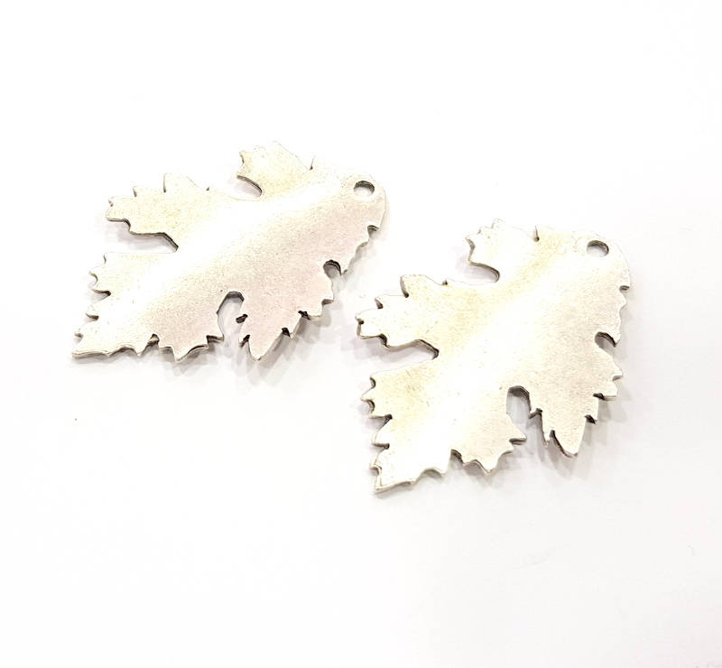 4 Leaf Charms Silver Charms Antique Silver Plated Metal (40x25mm) G10897