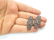 2 Patterned Connector Charm Antique Copper Charm Antique Copper Plated Metal (38x15mm) G10899