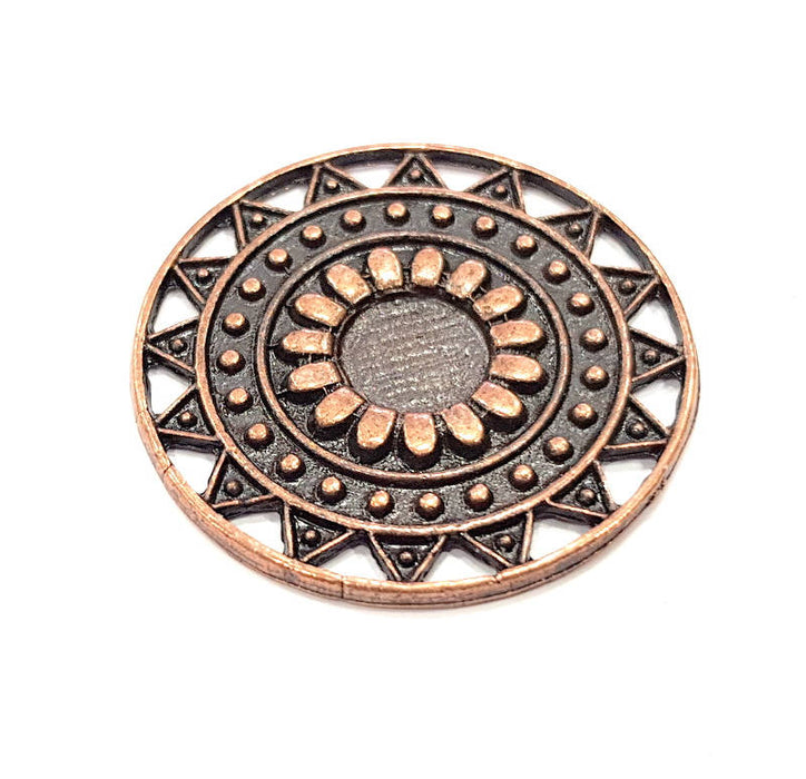 2 Copper Round Connector Charm Antique Copper Charm Antique Copper Plated Metal (37mm) G10903