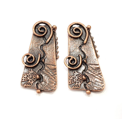 2 Copper Charm Antique Copper Charm Antique Copper Plated Metal (46x20mm) G16446