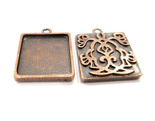 2 Antique Copper Pendant Blank Mosaic Base Blank inlay Necklace Blank Resin Mountings Copper Plated Metal (20mm blank) G10923