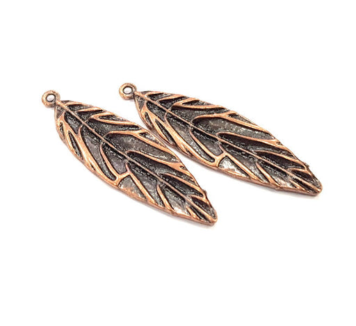 4 Copper Leaf Charm Antique Copper Charm Antique Copper Plated Metal (46x13mm) G10924