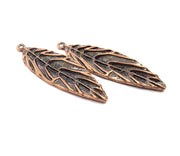 4 Copper Leaf Charm Antique Copper Charm Antique Copper Plated Metal (46x13mm) G10924
