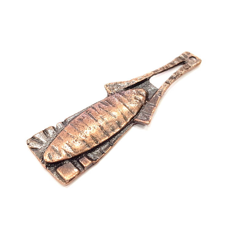 2 Copper Charm Antique Copper Charm Antique Copper Plated Metal (63x17mm) G14404