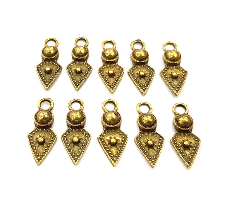 10 Antique Bronze Charm Antique Bronze Plated Metal  (22x8mm) G10930