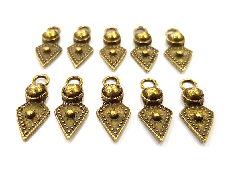 10 Antique Bronze Charm Antique Bronze Plated Metal  (22x8mm) G10930