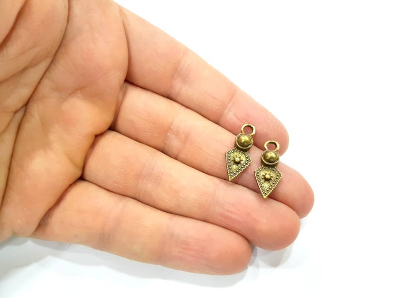 10 Antique Bronze Charm Antique Bronze Plated Metal  (22x8mm) G10930