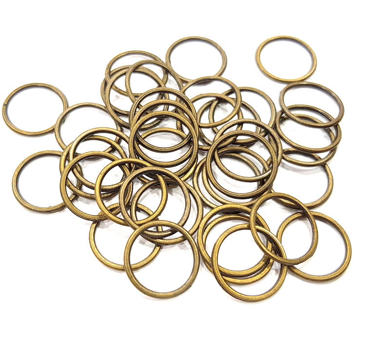 20 Circle Connector Findings Antique Bronze Connector Antique Bronze Plated Metal  (16mm) G10931