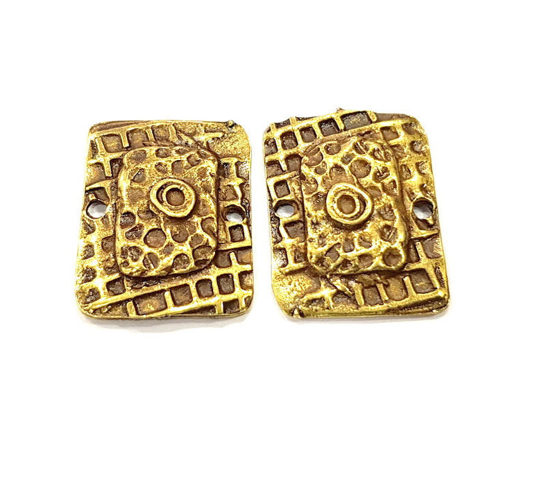 2 Antique Bronze Connector Charm Antique Bronze Plated Metal  (26x20mm) G10938