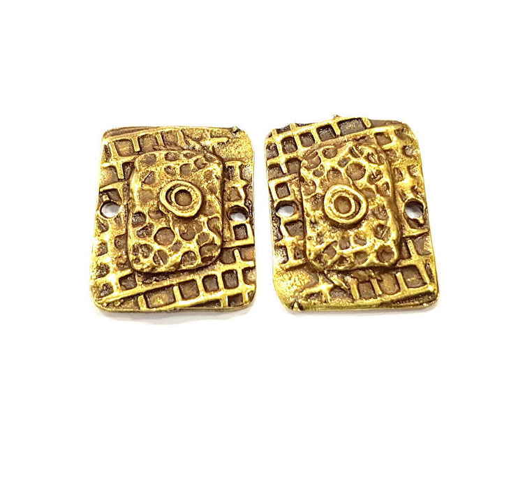 2 Antique Bronze Connector Charm Antique Bronze Plated Metal  (26x20mm) G10938