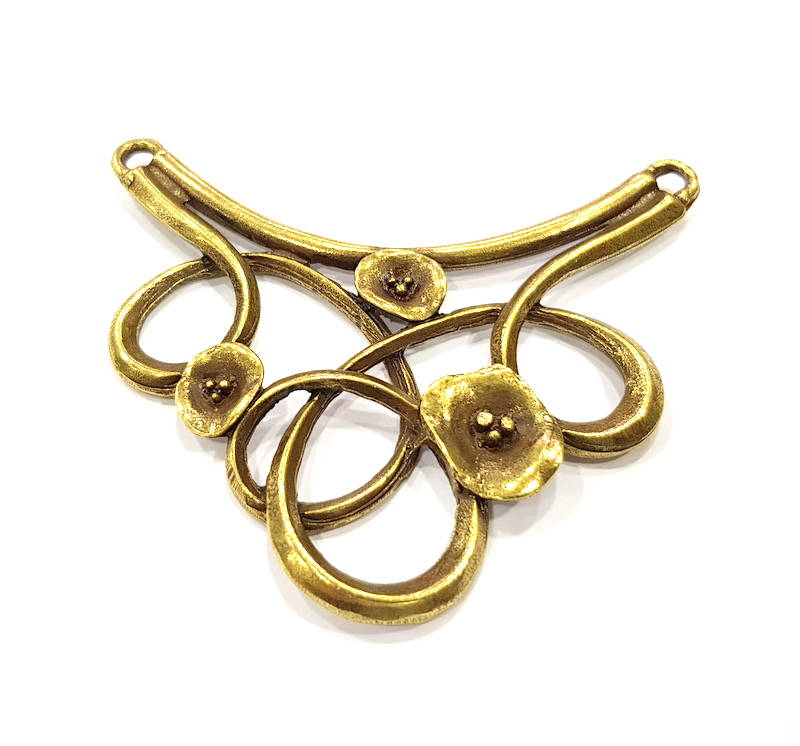 Flower Pendant Antique Bronze Pendant Antique Bronze Plated Metal (81x49mm) G10940