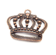 2 Crown Charm Antique Copper Charm Antique Copper Plated Metal (41x38mm) G10945