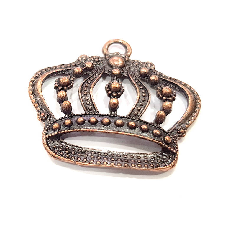 2 Crown Charm Antique Copper Charm Antique Copper Plated Metal (41x38mm) G10945
