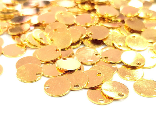 10 Gold Stamp Charms Tag Charms Flake Charms Gold Plated Brass (8mm)   G10987
