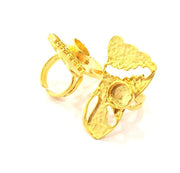 Gold Ring Settings Blank inlay Ring Mosaic Ring Bezel Base Cabochon Mountings Adjustable (10mm blank ) Gold Plated Brass G11001