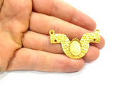Gold Pendant Blank Gold Plated Metal (48x27mm)  G11003
