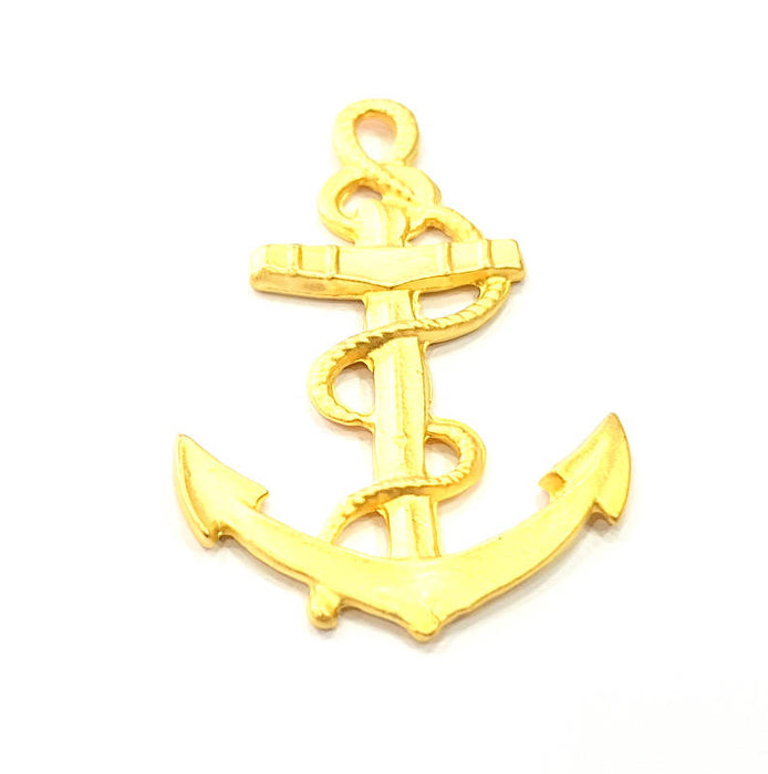 Anchor Pendant Gold Pendant Connector Gold Plated Metal (48x30mm)  G11009