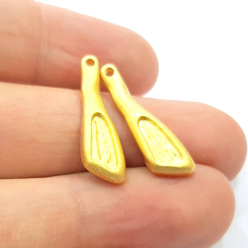 2 Gold Charm Gold Plated Metal (26x7mm)  G11015