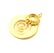 Gold Pendant Blank Mosaic Base inlay Blank Necklace Blank Resin Blank Mountings Gold Plated Brass ( 39x28mm blank ) G11018