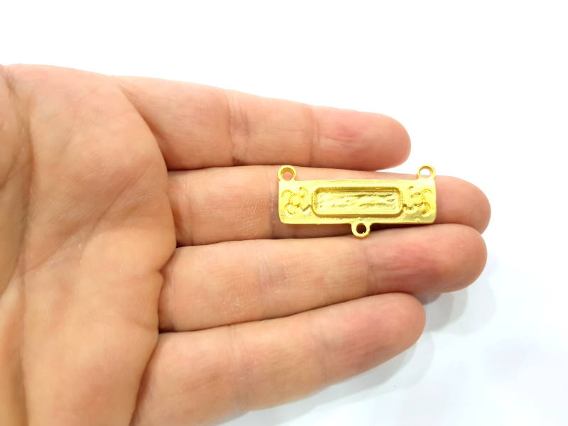 Gold Pendant Blank Gold Plated Metal (36x16mm)  G11023