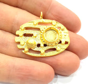 Gold Pendant Blank Mosaic Base inlay Blank Necklace Blank Resin Blank Mountings Gold Plated Brass ( 10mm blank ) G11025