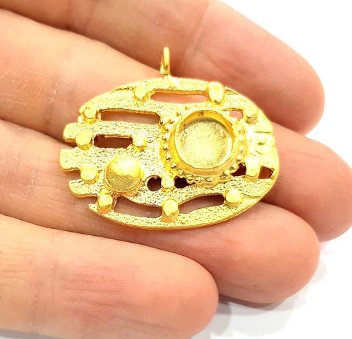 Gold Pendant Blank Mosaic Base inlay Blank Necklace Blank Resin Blank Mountings Gold Plated Brass ( 10mm blank ) G11025