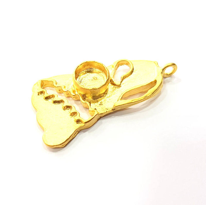 Gold Pendant Blank Mosaic Base inlay Blank Necklace Blank Resin Blank Mountings Gold Plated Brass ( 10mm blank ) G11026