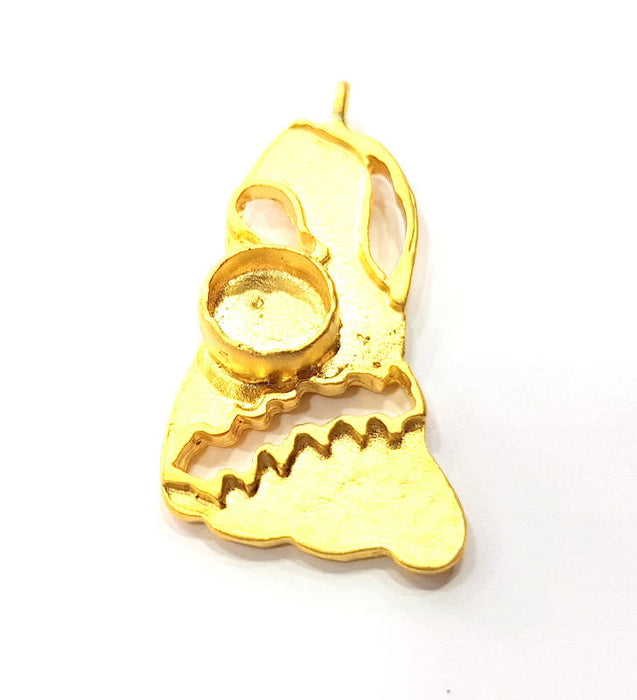 Gold Pendant Blank Mosaic Base inlay Blank Necklace Blank Resin Blank Mountings Gold Plated Brass ( 10mm blank ) G11026