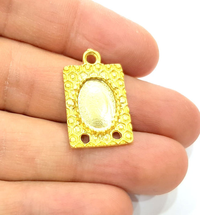 2 Gold Pendant Blank Gold Plated Metal (29x11mm)  G11028