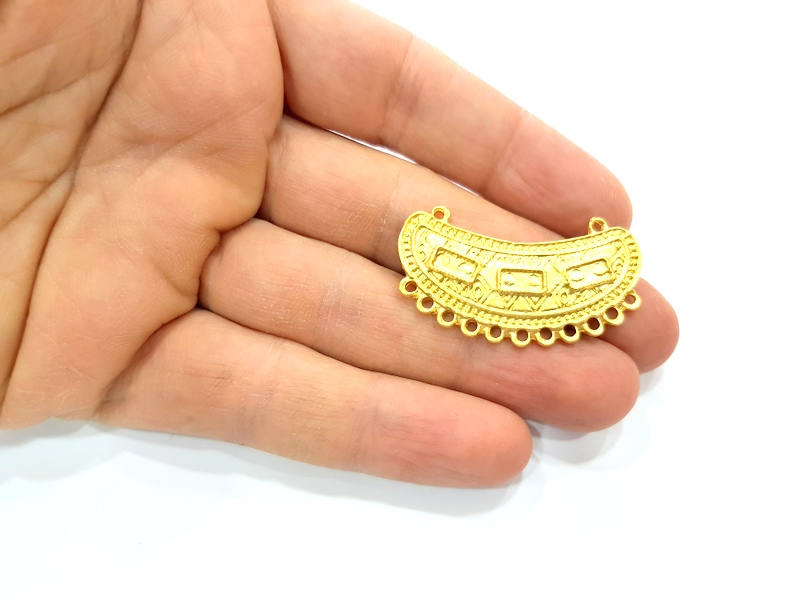 Gold Pendant Blank Gold Plated Metal (41x23mm)  G11035