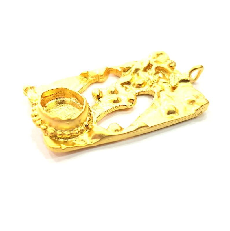 Gold Pendant Blank Mosaic Base inlay Blank Necklace Blank Resin Blank Mountings Gold Plated Brass ( 10mm blank ) G11037