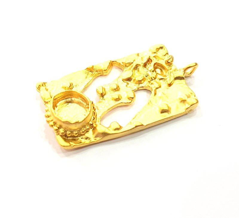 Gold Pendant Blank Mosaic Base inlay Blank Necklace Blank Resin Blank Mountings Gold Plated Brass ( 10mm blank ) G11037