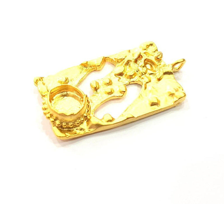 Gold Pendant Blank Mosaic Base inlay Blank Necklace Blank Resin Blank Mountings Gold Plated Brass ( 10mm blank ) G11037