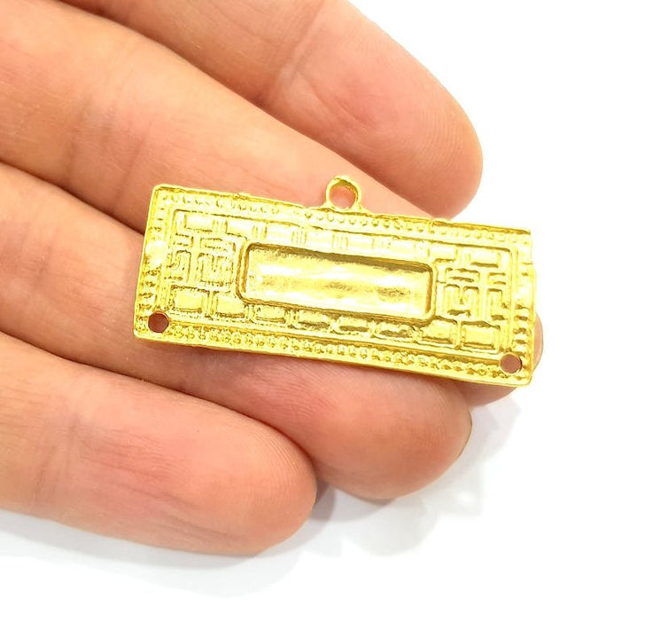 Gold Pendant Blank Gold Plated Metal (40x20mm)  G11044