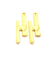 2 Gold Charm Gold Plated Metal (40x12mm)  G14424