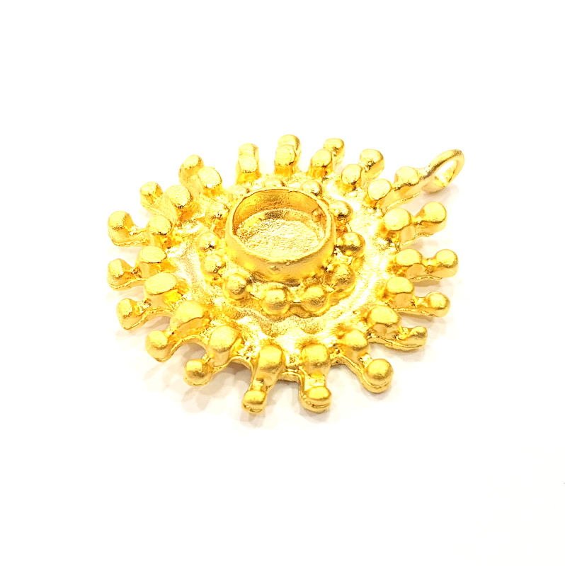 Gold Pendant Blank Mosaic Base inlay Blank Necklace Blank Resin Blank Mountings Gold Plated Brass ( 10mm blank ) G11049