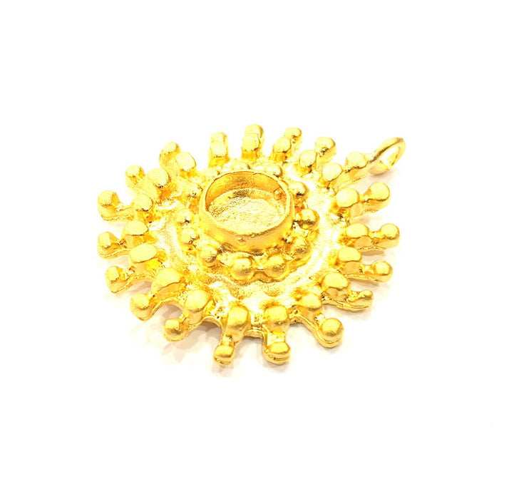 Gold Pendant Blank Mosaic Base inlay Blank Necklace Blank Resin Blank Mountings Gold Plated Brass ( 10mm blank ) G11049