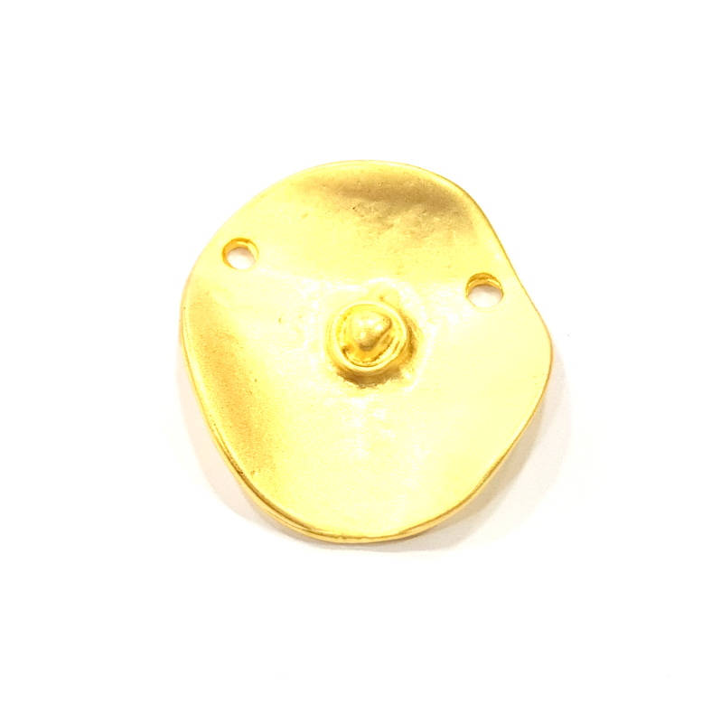 2 Curved Plate Charm Gold Charm Gold Plated Metal (25mm)  G11051