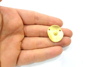 2 Curved Plate Charm Gold Charm Gold Plated Metal (25mm)  G11051