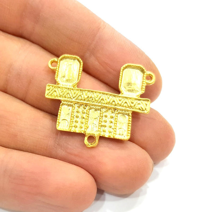 Gold Pendant Blank Gold Plated Metal (32x26mm)  G11052