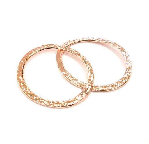 2 Rose Gold Circle Charms Rose Gold Plated Connectors (40 mm)  G11061