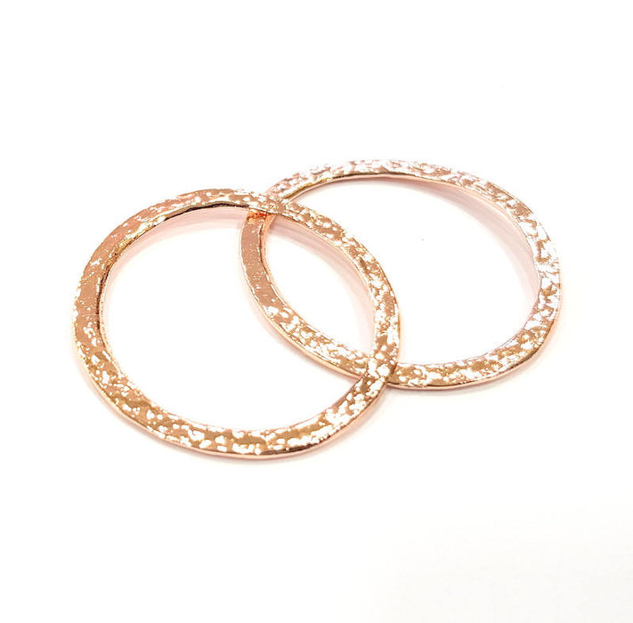 2 Rose Gold Circle Charms Rose Gold Plated Connectors (40 mm)  G11061