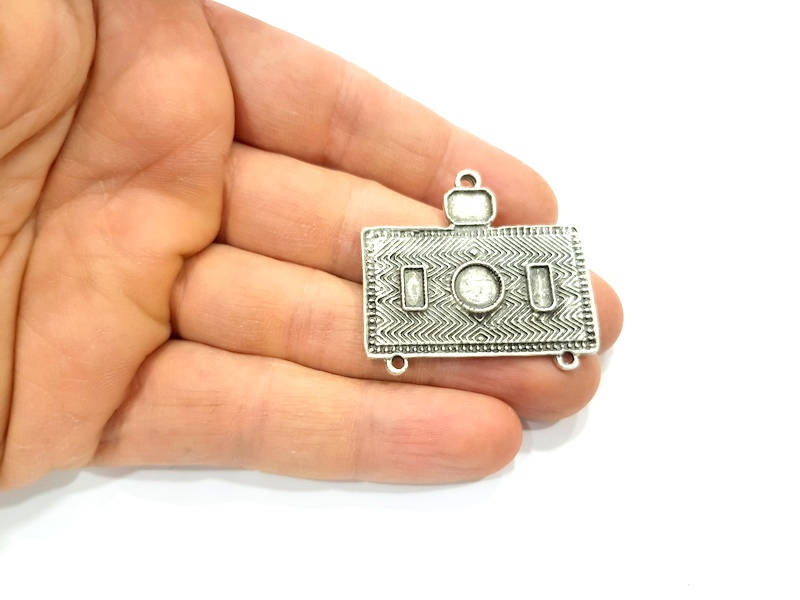 Silver Pendant Blank Antique Silver Plated Pendants (40x36mm)  G11064
