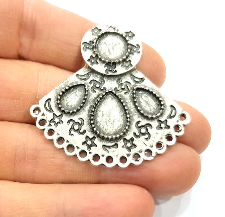 Silver Pendant Blank Antique Silver Plated Pendants (47x46mm)  G17447